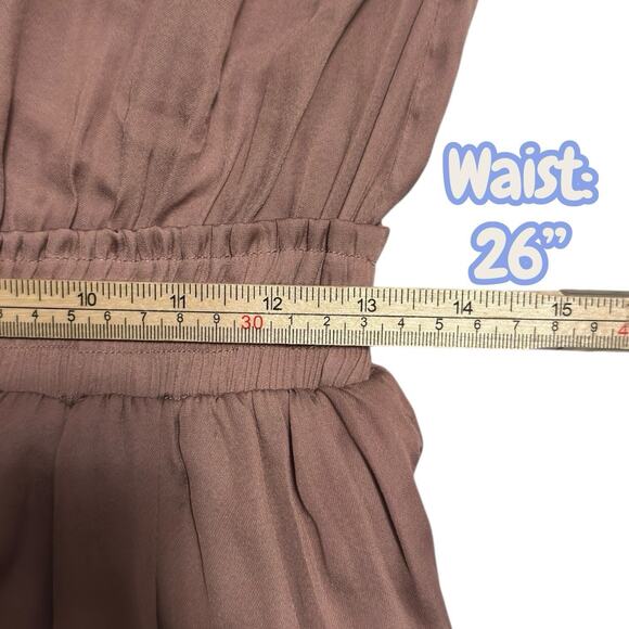 The Impeccable Pig Ruffle Tiered Mini Dress Smocked Waist Size Small Mauve Boho - Picture 6 of 8